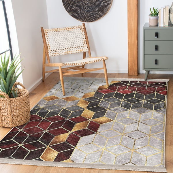 Szaro-bordowy dywan odpowiedni do prania 160x230 cm – Mila Home-image-2