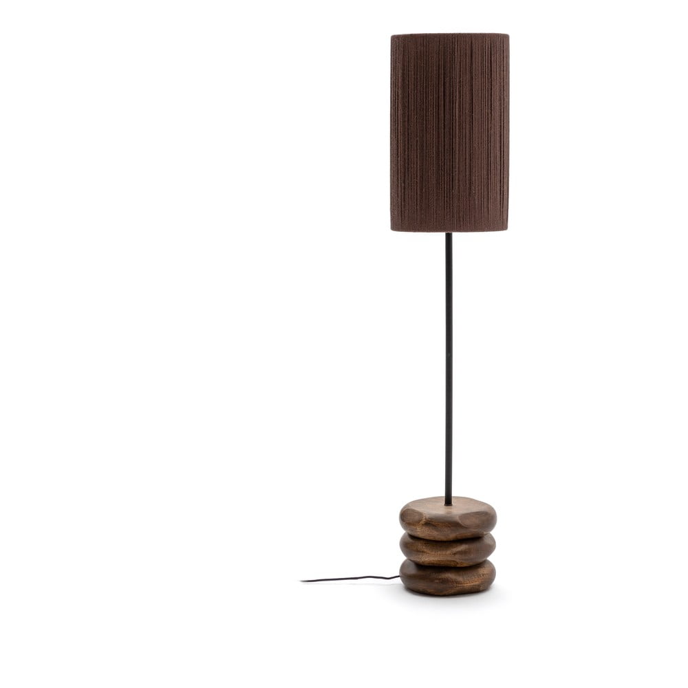 Lampa stołowa z litego drewna akacjowego w ciemnym naturalnym kolorze (wysokość 147 cm) Kor – Kave Home