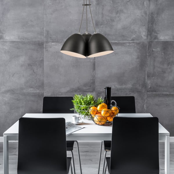 Czarna lampa wisząca z metalowym kloszem − LAMKUR-image-1