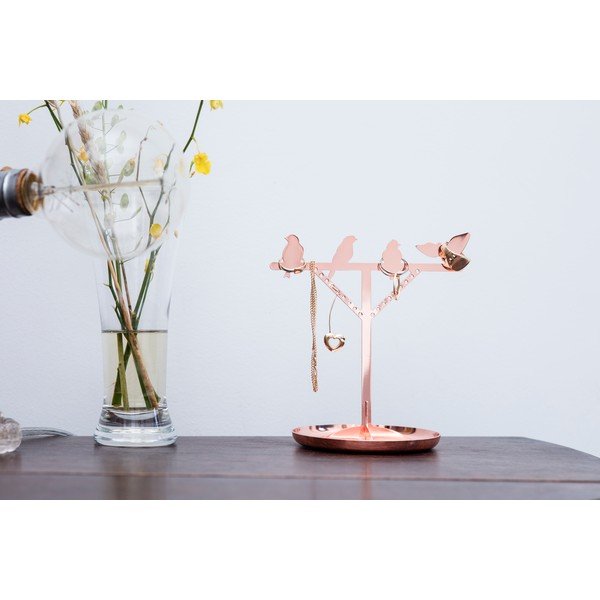 Stojak na biżuterię w miedzianym kolorze Kikkerland Bird, wys. 20 cm-image-1