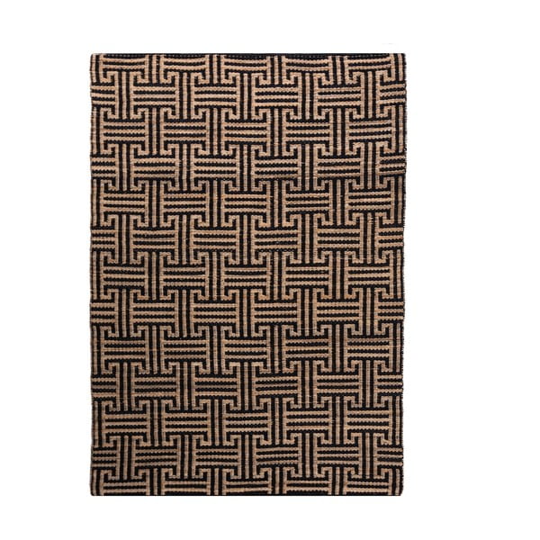 Czarno-naturalny dywan z mieszanki juty tkany ręcznie 120x170 cm Meander Jute – Flair Rugs