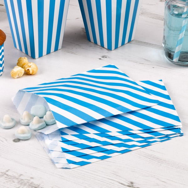 Zestaw 25 niebieskich papierowych torebek Neviti Carnival Stripes