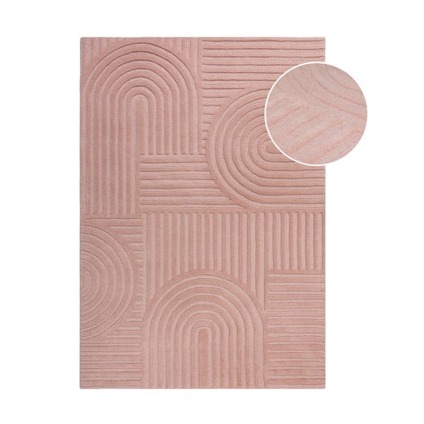 Różowy dywan wełniany Flair Rugs Zen Garden, 160x230 cm