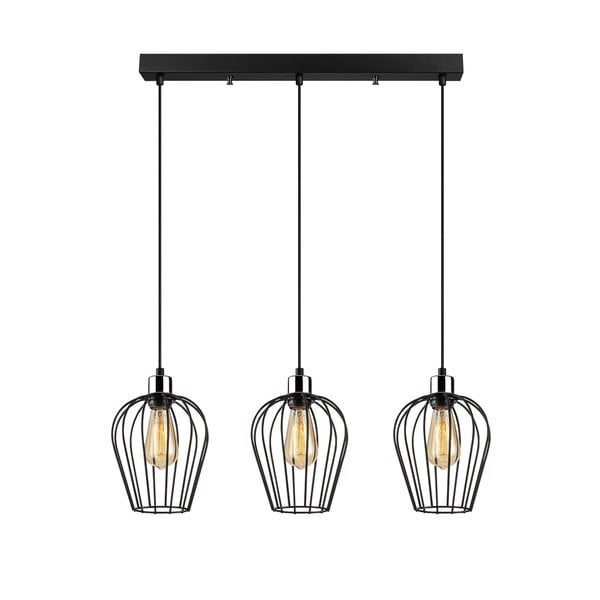 Czarna lampa wisząca z 3 kloszami Opviq lights Tel Long-image-2