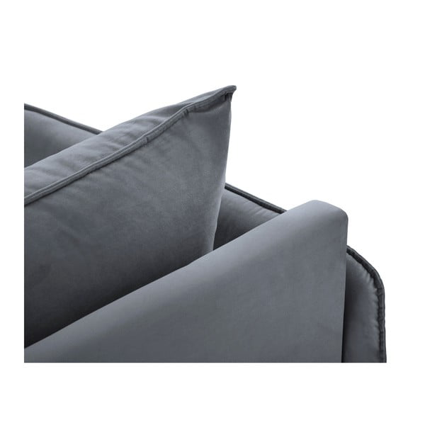 Szary aksamitny szezlong z podłokietnikiem po lewej stronie Cosmopolitan Design Vienna-image-3