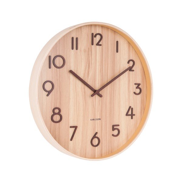 Jasnobrązowy zegar ścienny z drewna lipy Karlsson Pure Medium, ø 40 cm-image-2