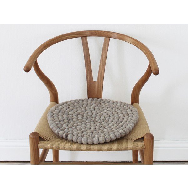 Piaskowobrązowa wełniana kulkowa poduszka na krzesło Wooldot Ball Chair Pad, ⌀ 39 cm-image-2