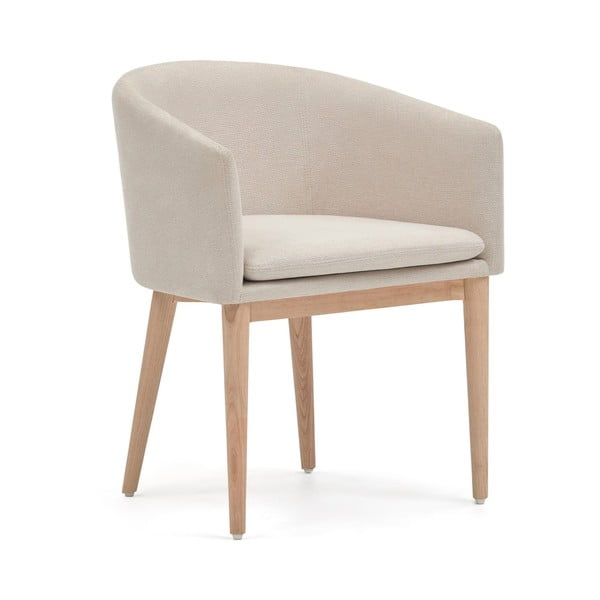 Kremowy tapicerowany fotel jadalniany z podłokietnikami Harlan – Kave Home