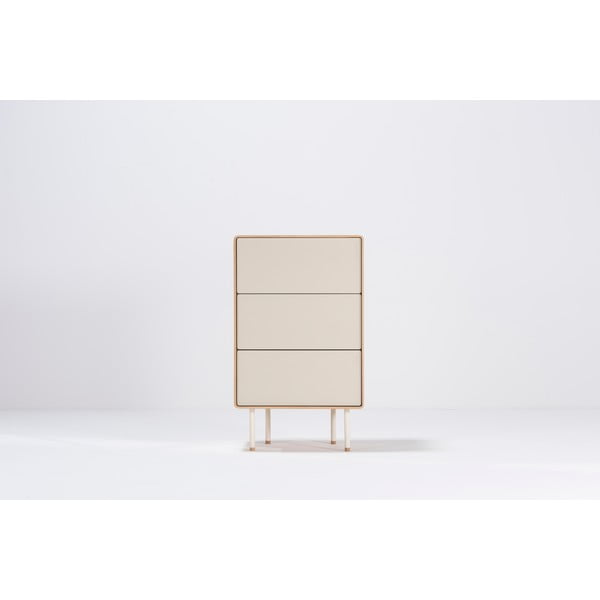 Biało-naturalna wysoka komoda z litego drewna dębowego 60x100 cm Fina – Gazzda-image-4