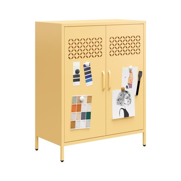 Żółta metalowa szafka 80x102x40 cm Annie – Støraa-image-4