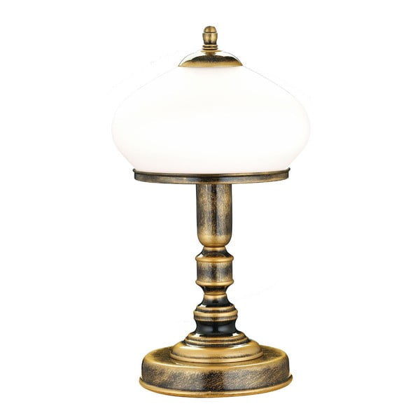 Lampa stołowa z białym abażurem Glimte Silver