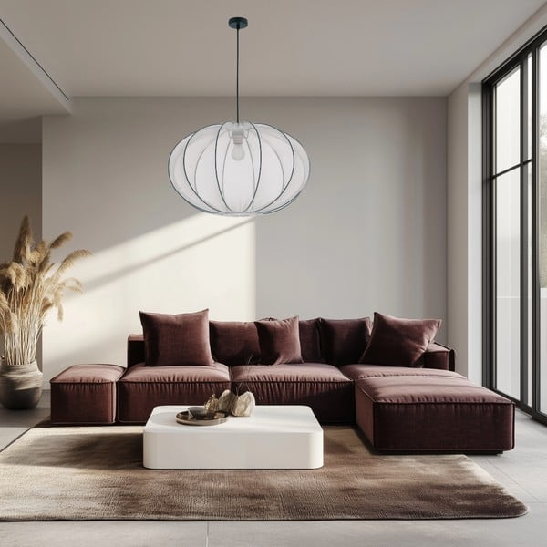 Biała lampa wisząca z tekstylnym kloszem ø 60 cm Mellow – Candellux Lighting-image-1