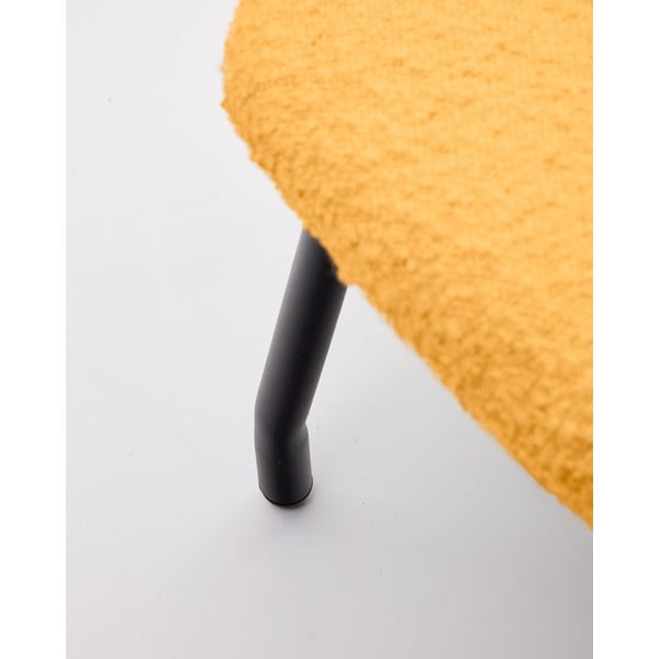 Musztardowy puf z materiału bouclé Belina – Kave Home-image-3
