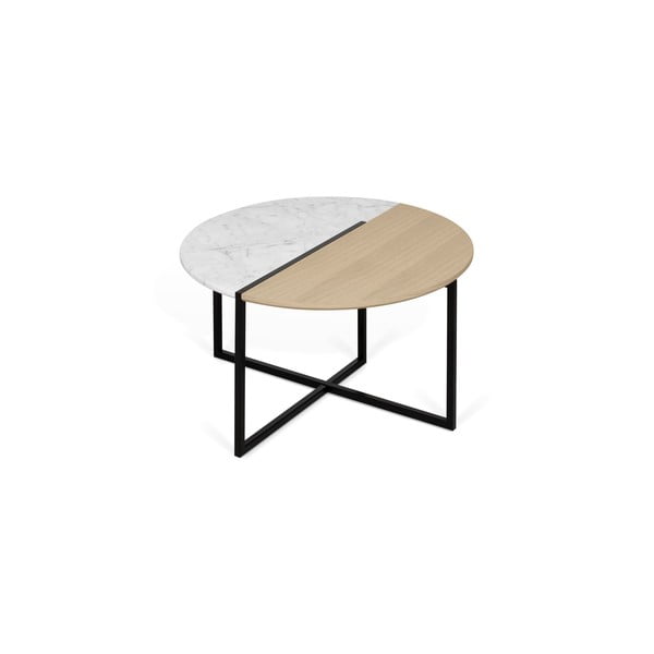 Stolik z blatem z drewna dębowego i marmuru ø 80 cm Sonata – TemaHome-image-4