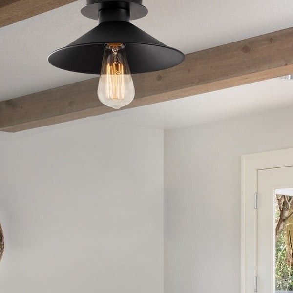 Czarna lampa sufitowa z metalowym kloszem ø 24 cm Berceste – Opviq lights-image-1