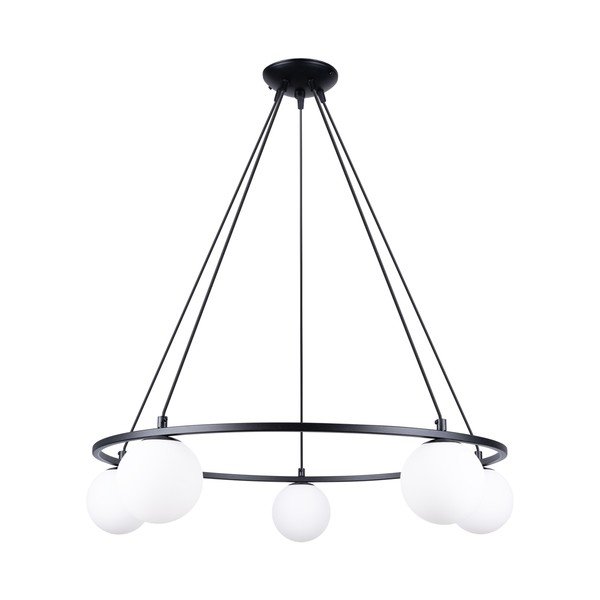 Biało-czarna lampa wisząca ze szklanym kloszem Umerta – Sollux