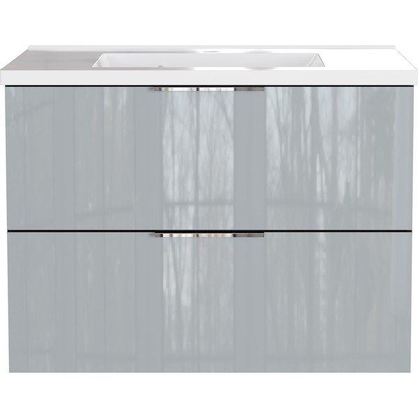 Szara wisząca szafka pod umywalkę z połyskiem 81x61 cm Celano – Germania-image-2