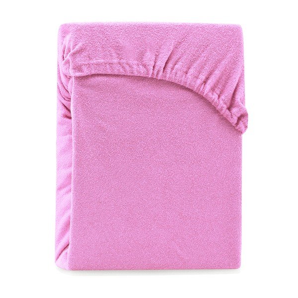 Różowe prześcieradło elastyczne z dużym dodatkiem bawełny AmeliaHome Ruby, 200x100-120 cm-image-2