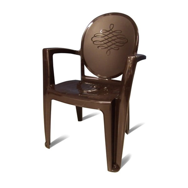 Ciemnobrązowe krzesło sztaplowane z tworzywa sztucznego Lara