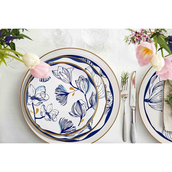 Zestaw 6 białych porcelanowych talerzy deserowych w niebieskie kwiatki Mia Bleu Pasta, ⌀ 19 cm-image-1