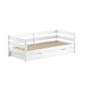 Białe łóżko dziecięce z litego drewna sosnowego z wysuwanym łóżkiem ze stelażem 90x200 cm Margrit – Vipack