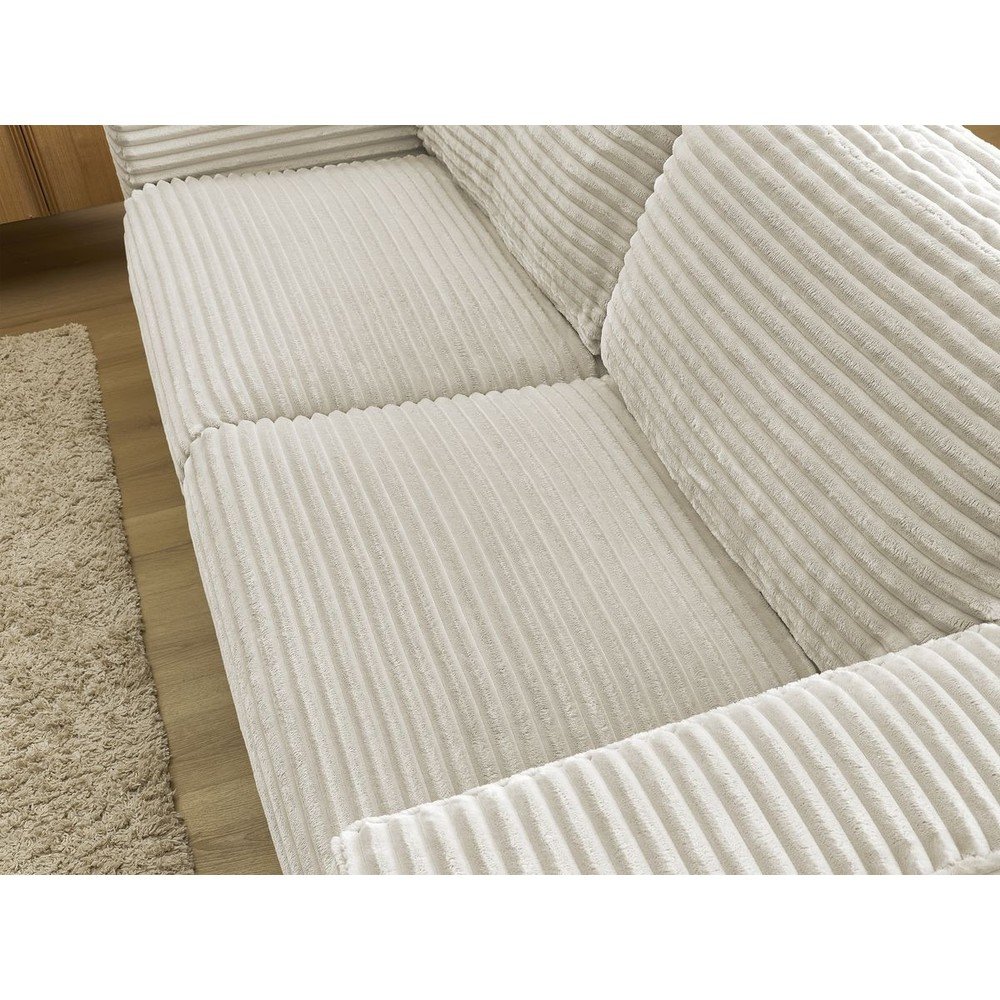 Beżowa sztruksowa rozkładana sofa do spania 220 cm Hugo – Bobochic Paris (zdjęcie 7)