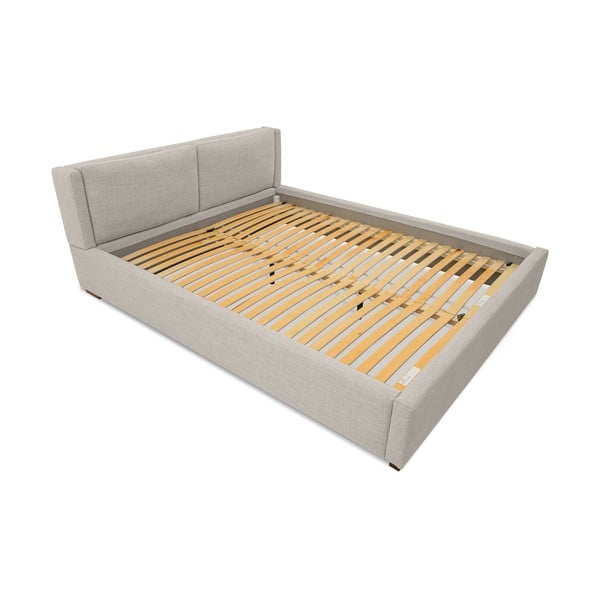 Jasnoszare tapicerowane łóżko dwuosobowe ze stelażem 180x200 cm Dreamer – Scandic-image-4