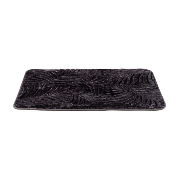 Ciemnoszary dywanik łazienkowy z pianki z pamięcią kształtu 50x80 cm Leaves – Wenko