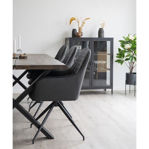 Ciemnoszary tapicerowany fotel jadalniany Harbo – House Nordic-image-1