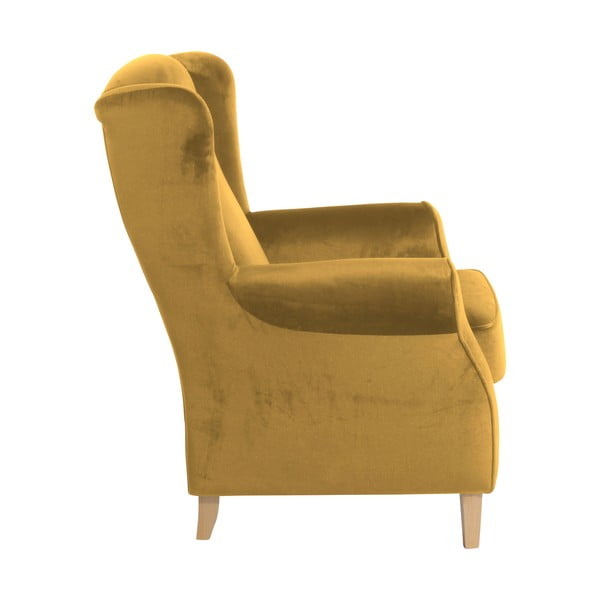 Musztardowy fotel uszak Max Winzer Lorris Velour Corn-image-3