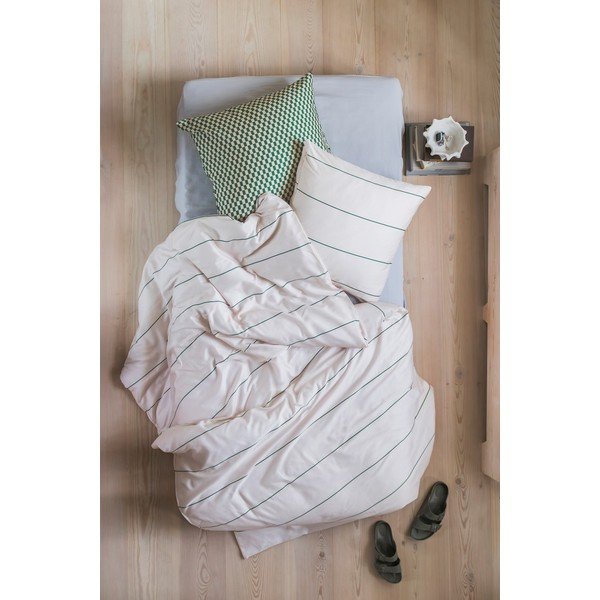 Beżowa pościel jednoosobowa z satyny bawełnianej 140x200 cm Align – Mette Ditmer Denmark-image-2