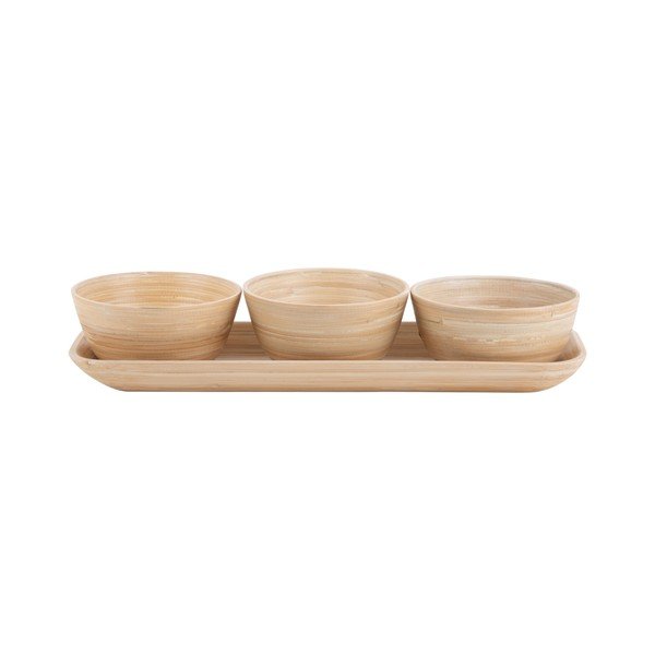 Bambusowy zestaw misek do serwowania w naturalnym kolorze Puro – PT LIVING