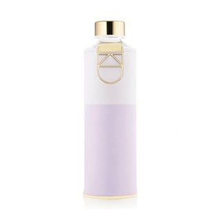Fioletowo-biała butelka ze szkła borokszemowego z pokrowcem ze sztucznej skóry Equa Mismatch Lila, 750 ml