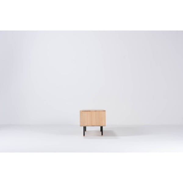 Czarno-naturalna szafka pod TV z litego drewna dębowego 160x48 cm Fina – Gazzda-image-4