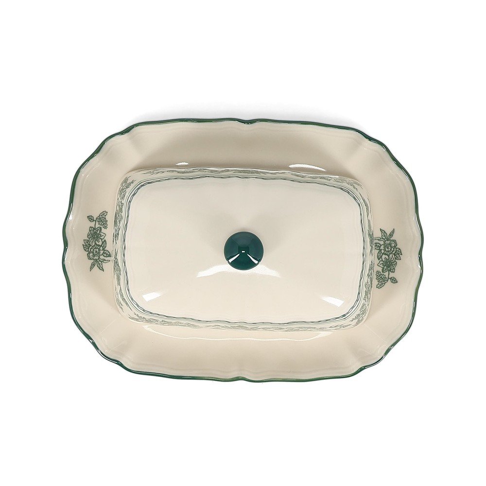 Zielona/w kolorze kości słoniowej porcelanowa maselniczka Cyril – S|P Collection (zdjęcie 5)