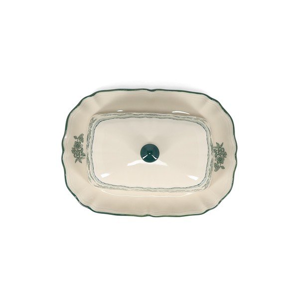 Zielona/w kolorze kości słoniowej porcelanowa maselniczka Cyril – S|P Collection-image-4
