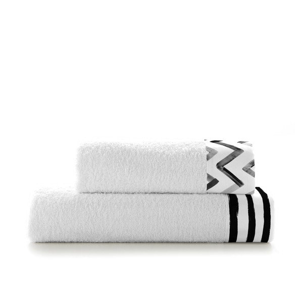 Zestaw 2 bawełnianych ręczników Blanc Stripes-image-2