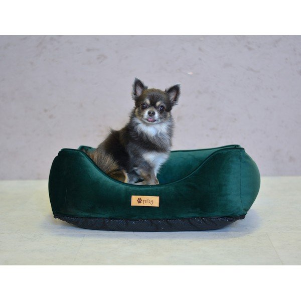 Ciemnozielone aksamitne legowisko 55x42 cm Royal – Petsy-image-2