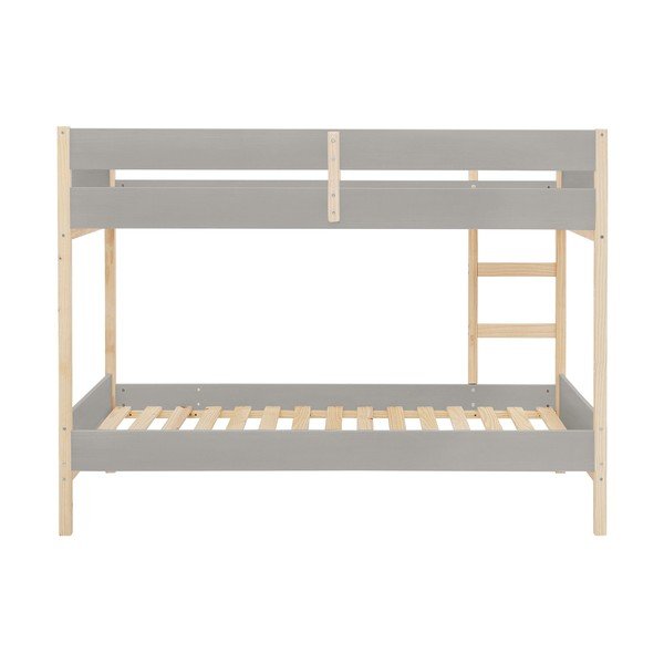 Szaro-naturalne piętrowe łóżko dziecięce z litego drewna sosnowego 90x200 cm Square – Støraa-image-3