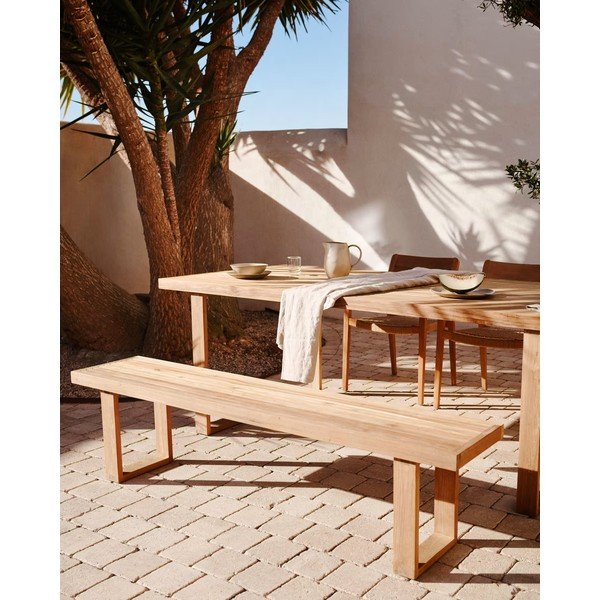 Drewniana ławka ogrodowa w naturalnym kolorze Canadell – Kave Home-image-1