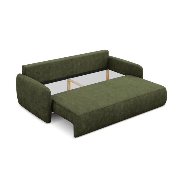 Zielona rozkładana sofa z tkaniny szenilowej ze schowkiem 218 cm Lilo – Makamii-image-3