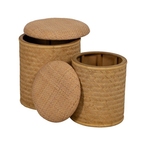 Pleciony puf w naturalnym kolorze Rattan – Ixia-image-2