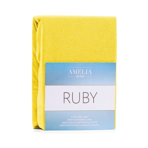 Żółte elastyczne prześcieradło dwuosobowe AmeliaHome Ruby Siesta, 220-240x220 cm-image-2