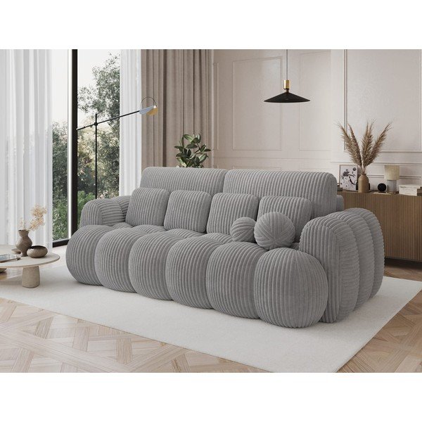 Szara sztruksowa rozkładana sofa 256 cm Cotonn – ELTAP-image-3