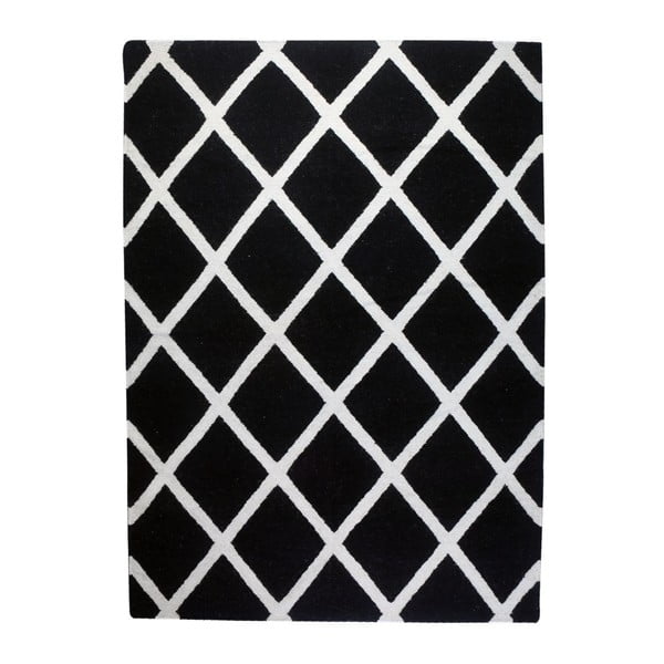 Dywan wełniany Geometry Linie Black & White, 160x230 cm