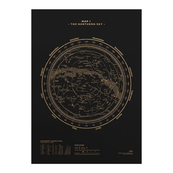 Plakat The Northern Sky Gold/Black, 50x70 cm