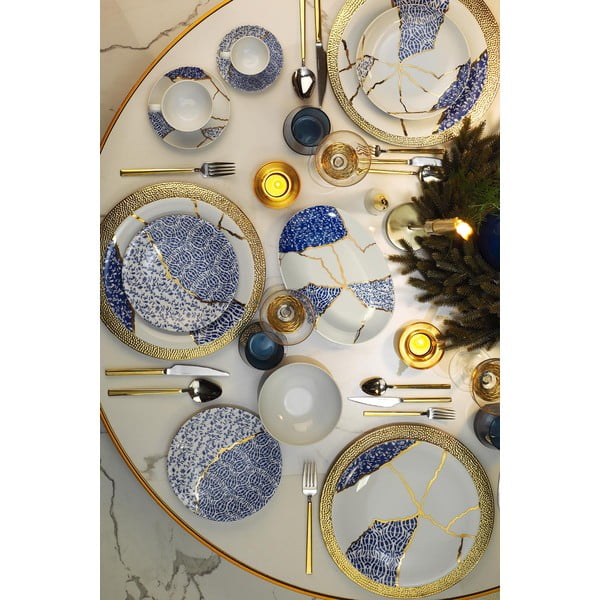 28-częściowy zestaw porcelanowych naczyń Kütahya Porselen Cracks-image-1
