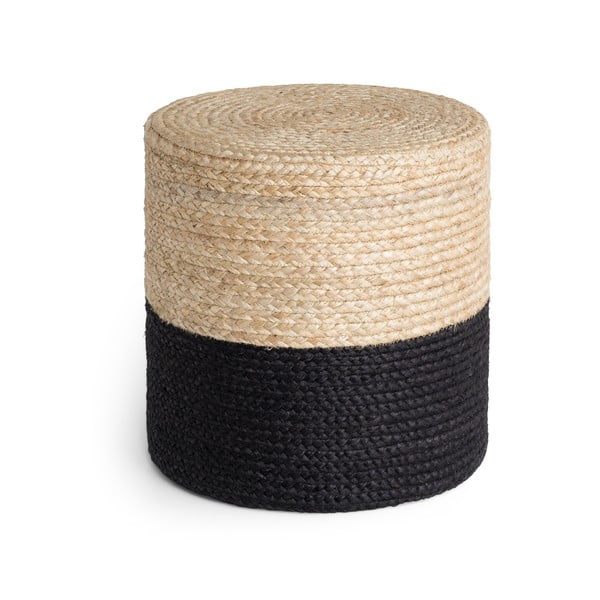 Czarno-naturalny puf Juta Gold Black – Hanse Home