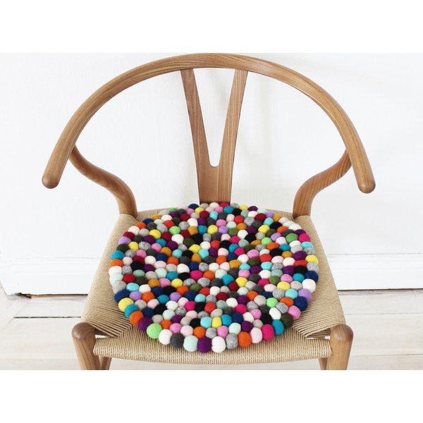 Wełniana kulkowa poduszka na krzesło Wooldot Ball Chair Pad Multi Pang, ⌀ 39 cm-image-3
