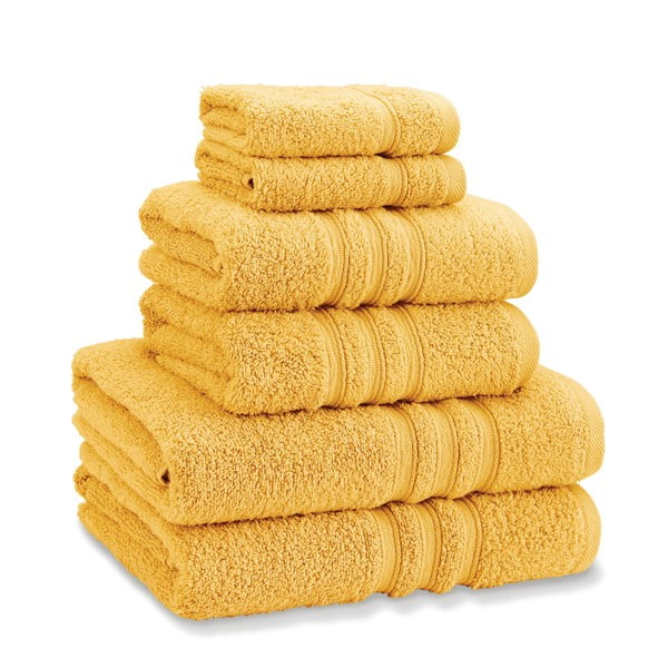 Żółte bawełniane ręczniki frotte zestaw 6 szt. Zero Twist – Catherine Lansfield